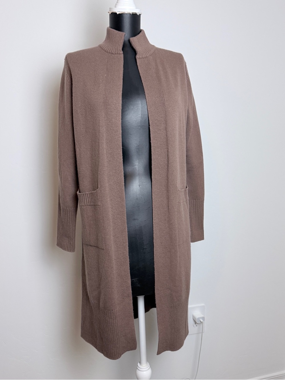 Athleta Long Open-Front Brown Cardigan with Pockets Size XXS